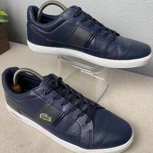 Lacoste BLUE Mens shoes Size 10 ~Casual lace up shoes ~Green Alligator Logo